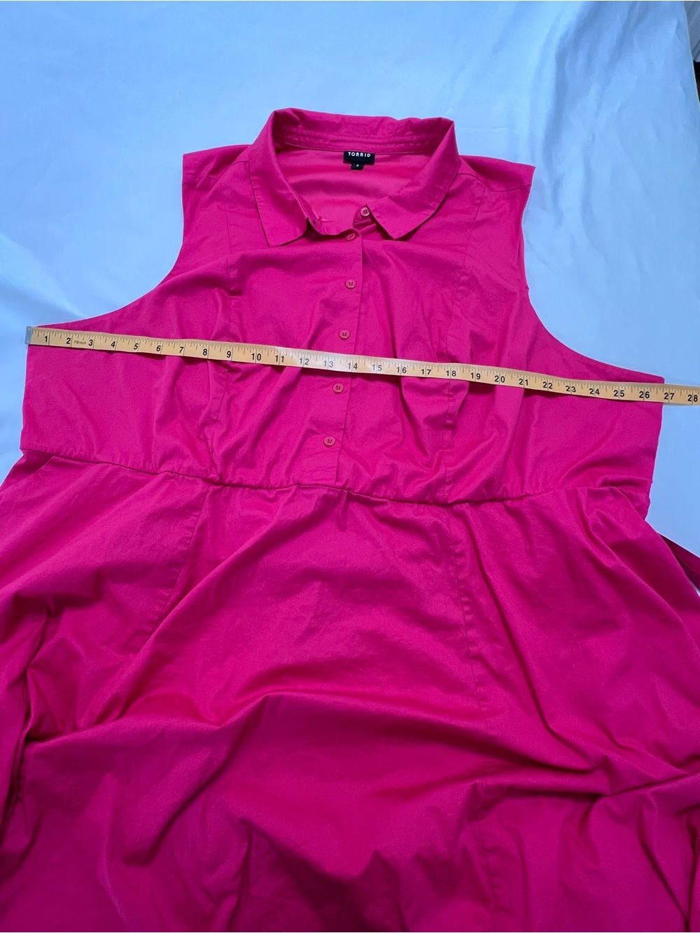Torrid Fuchsia Pink Sleeveless Button Front Shirt Dress Belted Plus Size 4X - Picture 4 of 11